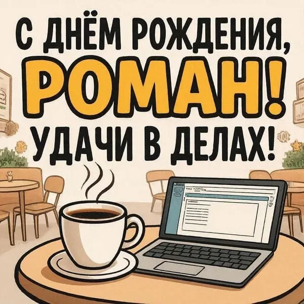 Открытка с днем рождения для Ромочки с уютным вечером у камина, пожелание тепла