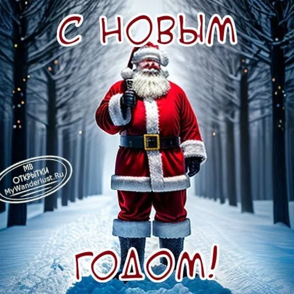 Два красивых новогодних зайчика на открытке к 2027 году